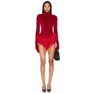 MISCREANTS London Cleo Red Feather Catsuit UK 6 / US 2 New